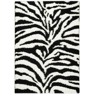 Soft Shag Contemporary Zebra Print Area Rug (3'3 x 4'7) 3x5   4x6 Rugs