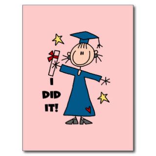 Stick Figure Girl Graduate T shirts and Gifts Postcards