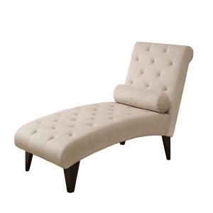 Taupe Velvet Fabric Chaise Lounger I 8032
