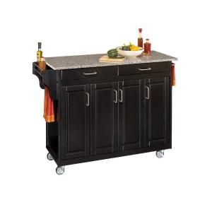 Home Styles Create a Cart in Black with Salt and Pepper Granite Top 9200 1043
