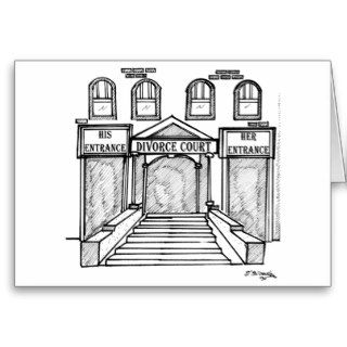His & Hers Entrances @ Divorce Court Greeting Card