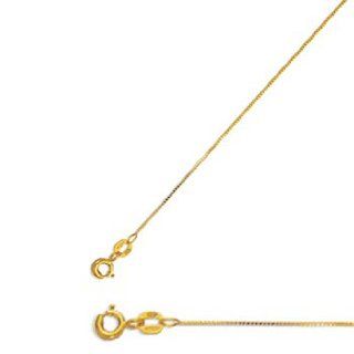 18" 10K Yellow Gold 0.6mm (0.02") Polished Box Chain w/ Spring Ring Clasp Jewelry