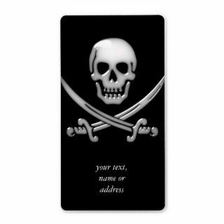 Glassy Pirate Skull & Sword Crossbones Custom Shipping Labels