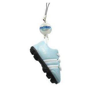 Soccer Shoe Flashing Cell Phone Charm, Light Blue w/ White Electronics