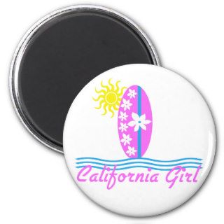California Girl Pink Surfboard W/Sun Fridge Magnet