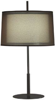 Robert Abbey Z2180 Saturnia   One Light Table Lamp, Deep Patina Bronze Finish with Bronze Transparent with Ascot White Fabric Shade    