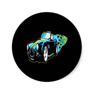 Black Hot Rod Flame Round Stickers