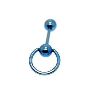 Blue Titanium Anodized Slave Barbell Over Stainless Steel 14GA Body Piercing Barbells Jewelry