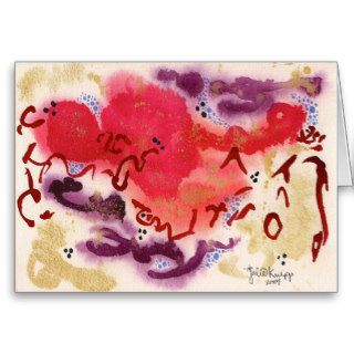 Red Abstract, Watercolor Painting, #434 Greeting Card