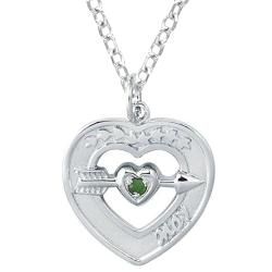 Sterling Silver May Birthstone Created Emerald Heart Necklace Gemstone Necklaces