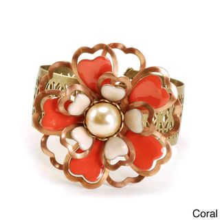 Sweet Romance Copper and Enamel Flower Cuff Bracelet Sweet Romance Fashion Bracelets