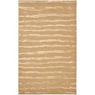 Handmade Soho Stripes Beige/ Gold N. Z. Wool Rug (7'6 x 9'6) Safavieh 7x9   10x14 Rugs