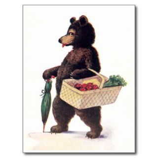 Teddy Bear Goes to Market Post Card