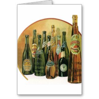 Vintage Imported Beer Bottles, Alcohol, Beverages Greeting Cards
