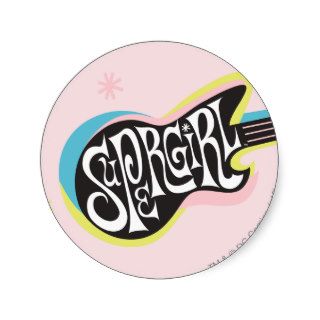 Supergirl Guitar Round Sticker