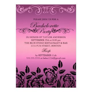 Elegant Rose Pink Bachelorette Party Invitation