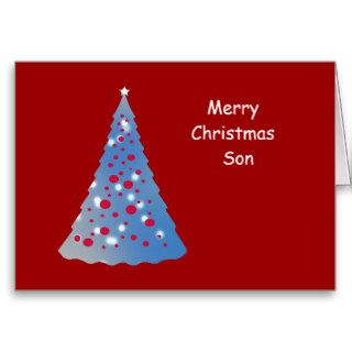 Merry Christmas Son, blue Christmas trees Greeting Cards
