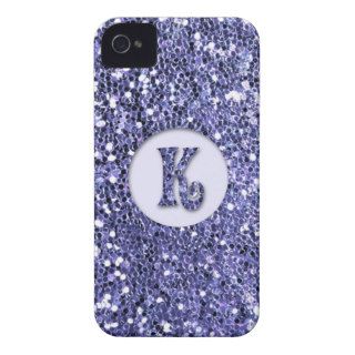 Monogram K on Violet Glitter Look iPhone 4 Case