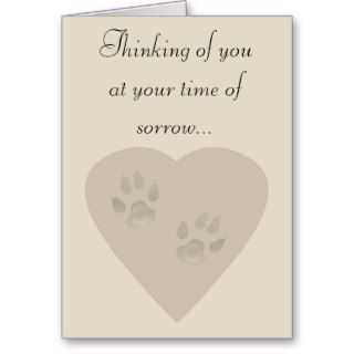 Sympathy for a Pet Paw Prints in a Heart of Sand Cards