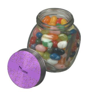 Personalized name pastel purple hockey pattern jelly belly candy jar