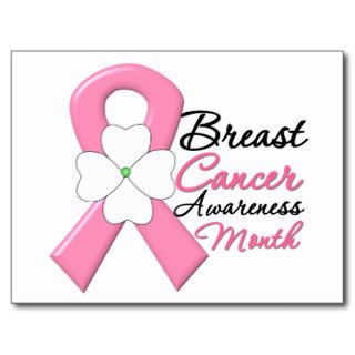 Breast Cancer Awareness Month FLOWER Ribbon Postcard
