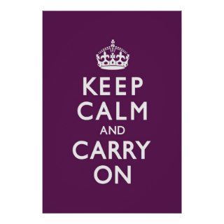 Plum Purple Keep Calm and Carry On Poster