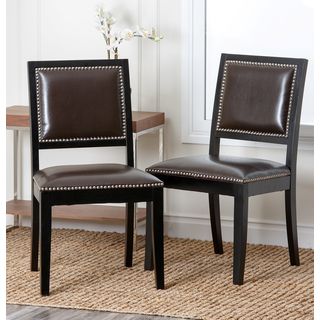 Abbyson Living Monaco Brown Leather Dining Chairs (Set of 2) Abbyson Living Dining Chairs