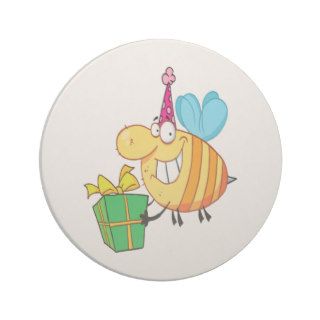 funny happy birthday bumble bee cartoon character coaster