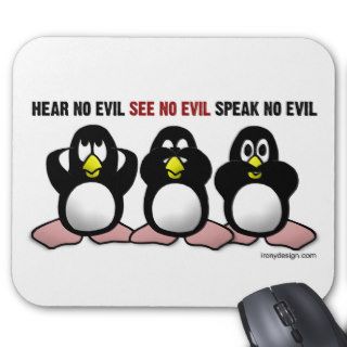 Hear No Evil Penguins Mouse Pads