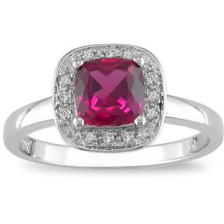 Miadora 10k Gold Created Ruby and Diamond Accent Ring Miadora Gemstone Rings