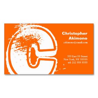 C Letter Alphabet Business Card Orange