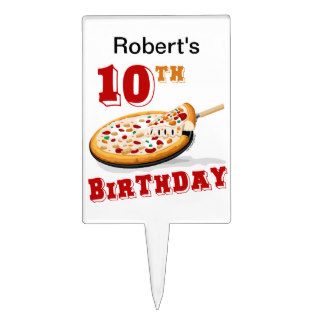 10th Birthday Pizza Party Cake Topper