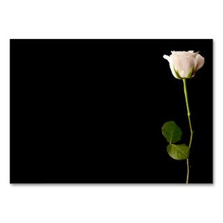Single white rose on a black background business cards