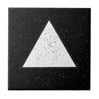 White hipster space triangle black background tile