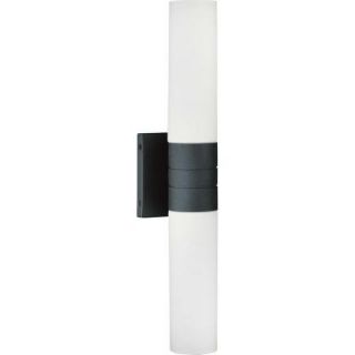 Glomar Link 2 Light Textured Black Vertical Tube Wall Sconce with White Glass HD 2937