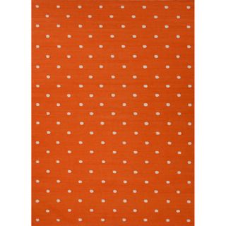 Handmade Flat Weave Geometric Pattern Red/ Orange Reversible Rug (9' x 12') JRCPL 7x9   10x14 Rugs