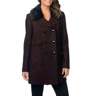 Ivanka Trump Women's Burgundy Tweed Wool Blend Coat Ivanka Trump Coats