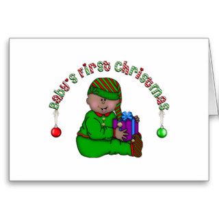 Elf Baby African American 1st Christmas Greeting Cards