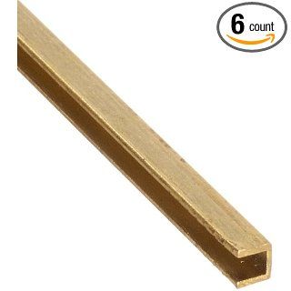 260 Brass U Channel, Unpolished (Mill) Finish, 1/2 to 3/4 Hard Temper, Precision Tolerance, Equal Leg Lengths, Squared Corners, 1/32" x 1/32", 0.008" Wall Thickness, 12" Length (Pack of 6) Brass Metal Raw Materials Industrial & Sc