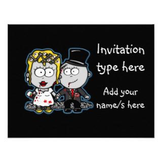 Fun Cartoon Zombie bride and groom wedding invites