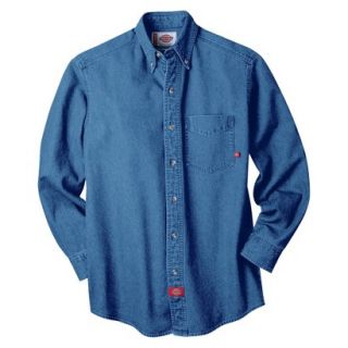 Dickies Mens Relaxed Fit Denim Work Shirt   Stone Washed Blue L