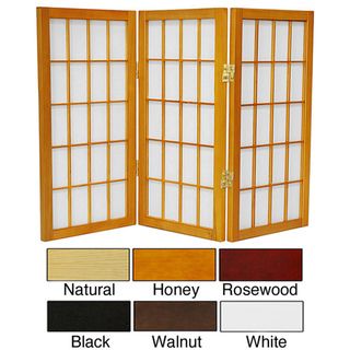 Wood/ Paper 2 foot 3 panel Miniature Windowpane Shoji Screen (China) Decorative Screens