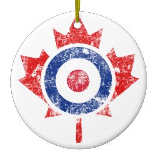 Mod Canada Curling Hockey Target Grunge Ice Christmas Tree Ornament