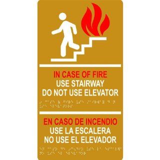 ADA Case Fire Stairway Elevator Braille Sign RRB 265 MULTI WHTonGLD  Business And Store Signs 