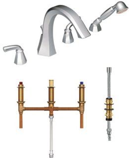 Moen TS244 9796 Felicity Two Handle High Arc Roman Tub Faucet with Hand Shower with Valve, Chrome   Bathtub And Shower Diverter Valves  