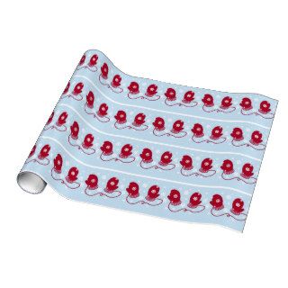 Red Mittens and Holiday Snowflakes Gift Wrap Paper