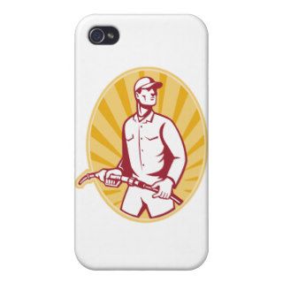 Gas Jockey With Petrol Pump Nozzle Retro Cover For iPhone 4