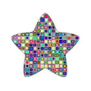 Distressed Multicolored 'Gumdrops' Tiles Pattern Star Stickers