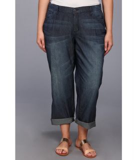 DKNY Jeans Plus Size Light Weight Denim 27 Rolled Boyfriend in Heritage Wash Womens Jeans (Blue)