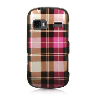 VMG For LG Rumor Reflex LN272 (LG Freedom) Cell Phone Graphic Image Design Faceplate Hard Case Cover   Pink Brown Checkerd Plaid Cell Phones & Accessories